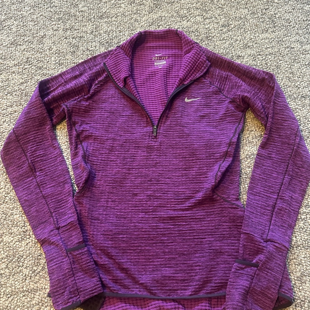Nike Purple Fitted Long Sleeve Polo Sweatshirt